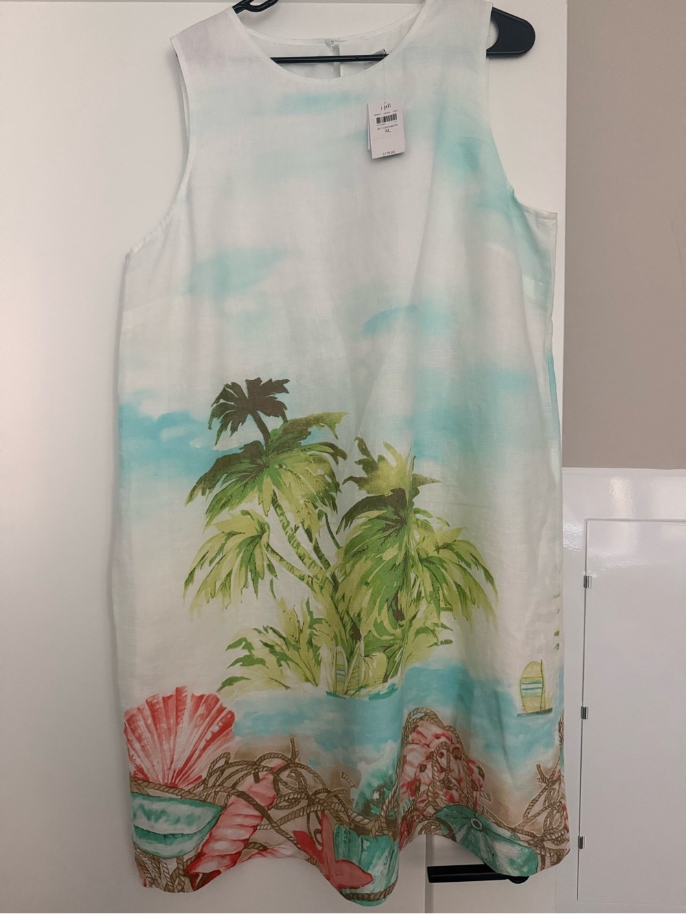 J.Jill Linen Tropical Island Print Shift Dress XL NWT - Picture 3 of 16